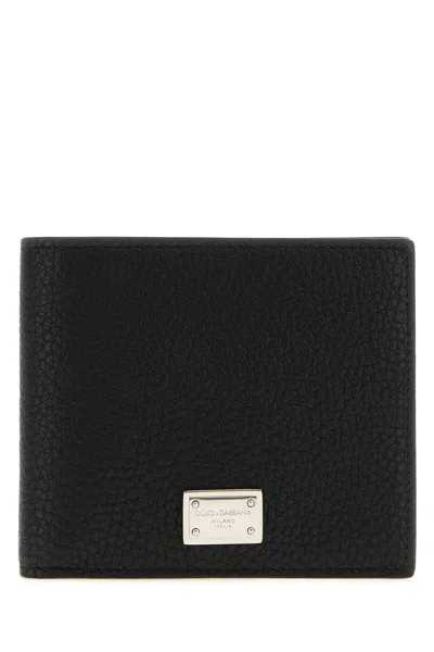 Dolce & Gabbana Men's Mini Leather Wallet With Silver-tone Hardware In Black