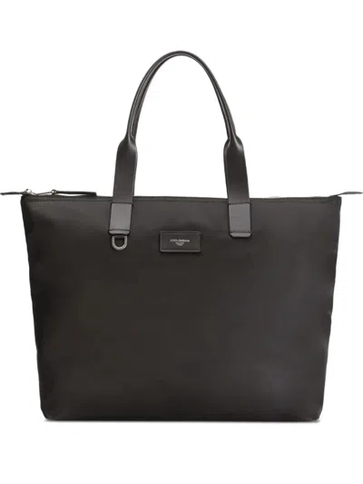 Dolce & Gabbana Men's Mini Nylon Shopping Tote In Black