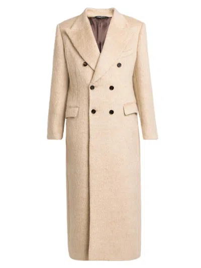 Dolce & Gabbana Men's Mohair-wool Double-breasted Coat In Neutral