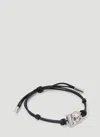Dolce & Gabbana Men Monogram Plaque Cord Bracelet In Black