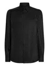 Dolce & Gabbana Pointed Collar Long Sleeves Subtle Pattern In Black