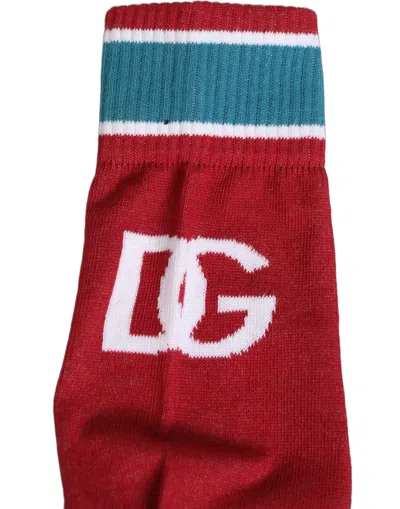 Dolce & Gabbana Men Multicolor Cotton Mid Calf Accessory Socks In Red