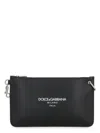 Dolce & Gabbana Necessaire Leather Flat Pouch In Black