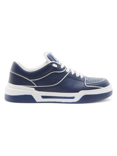 Dolce & Gabbana Men's New Roma Leather Sneakers In Blue White