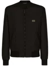 Dolce & Gabbana Men Nylon Jacket With Logo Plaque In Green
