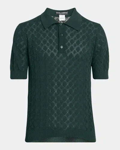 DOLCE & GABBANA MEN'S OPEN KNIT POLO SHIRT