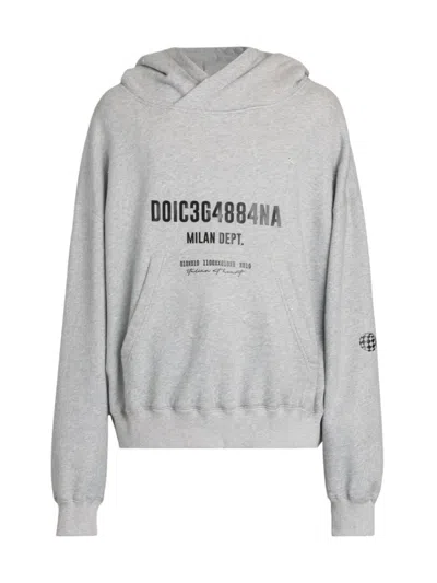 Dolce & Gabbana Men's Oversized Distressed Logo Hoodie In Grey