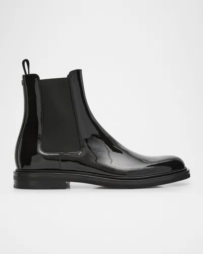 DOLCE & GABBANA MEN'S PATENT LEATHER CHELSEA BOOTS