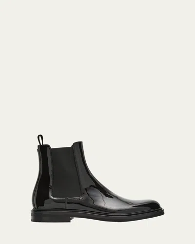 DOLCE & GABBANA MEN'S PATENT LEATHER CHELSEA BOOTS