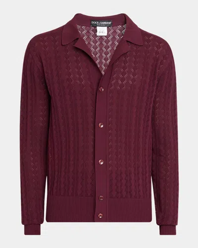 Dolce & Gabbana Men's Patterned Knit Cardigan In Brwnviolet