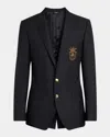 Dolce & Gabbana Men's Peak-lapel Emblem Blazer In Charcoal