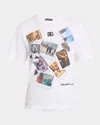 Dolce & Gabbana White Postcard Print Cotton T-shirt In Natural