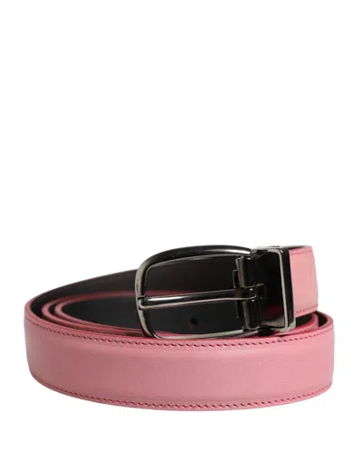 Dolce & Gabbana Men Pink Classic Leather Metal Buckle Men's Belt