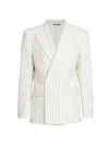 DOLCE & GABBANA MEN'S PINSTRIPED WOOL & SILK-BLEND DOUBLE-BREASTED SUIT JACKET