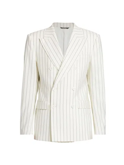 DOLCE & GABBANA MEN'S PINSTRIPED WOOL & SILK-BLEND DOUBLE-BREASTED SUIT JACKET