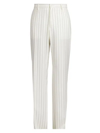 Dolce & Gabbana Pinstriped Wool Pants In White,black
