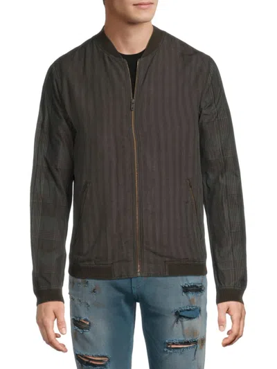 Dolce & Gabbana Men's Plaid Cotton, Linen & Silk Bomber Jacket In Gray