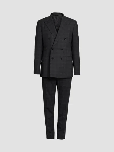 Dolce & Gabbana Men's Plaid Wool-blend Double-breasted Suit In Black