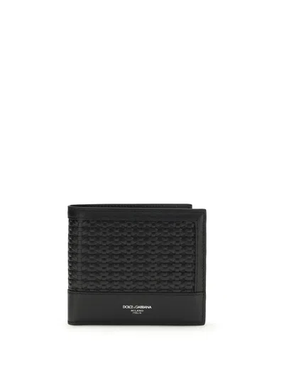 Dolce & Gabbana Men Plongé Leather Wallet In Black