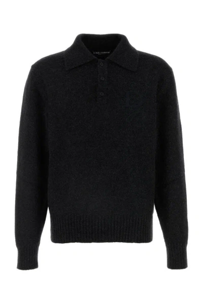 Dolce & Gabbana Men Graphite Nylon Blend Sweater In Gray