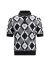 Dolce & Gabbana Diamond-pattern Polo Shirt In Black