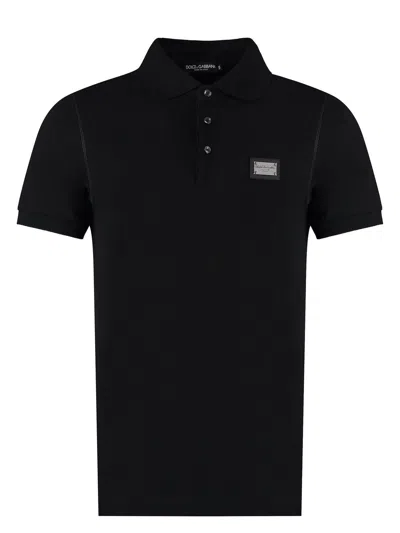 DOLCE & GABBANA MEN'S POLO WITH LOGO PLAQUE T-SHIRT
