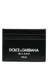 Dolce & Gabbana Printed Leather Card Holder In Black