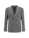 Dolce & Gabbana Men Portofino Double-breasted Jacket With Chevron Pattern In Gray