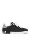Dolce & Gabbana Portofino Sneakers In Black Leather With Silver Inserts Dolce E Gabbana In Black