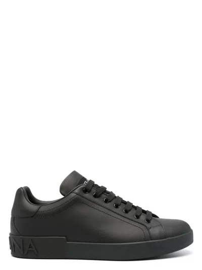 Dolce & Gabbana Men's Portofino Leather Sneakers In White