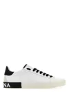 Dolce & Gabbana Portofino Leather Sneakers With Rubberized Logo Shoes In White