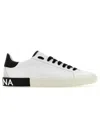 Dolce & Gabbana Portofino Leather Sneakers With Rubberized Logo Shoes In White