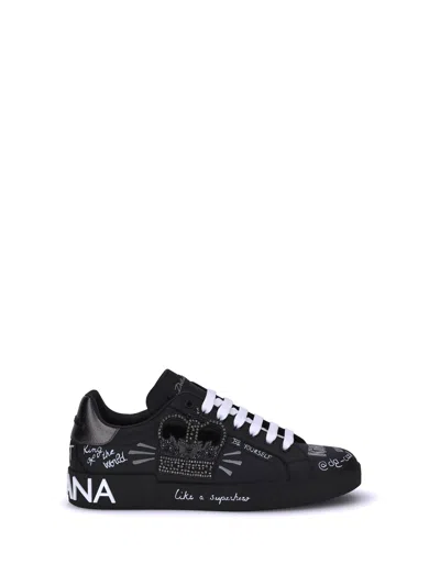 Dolce & Gabbana Men Portofino Sneakers In Black