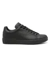 Dolce & Gabbana 'portofino' Black Low Top Sneakers With Logo Lettering Detail In Black