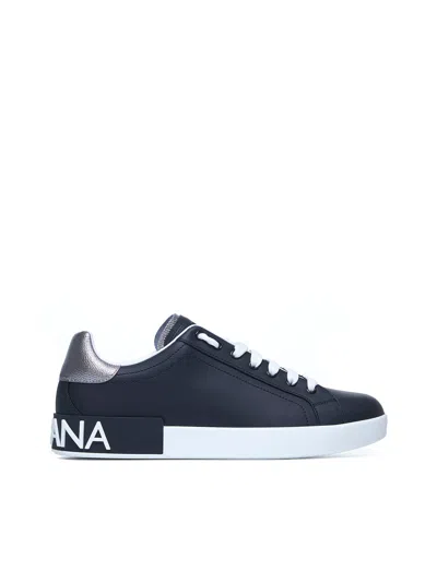 Dolce & Gabbana Men Portofino Sneakers In Nappa Calfskin In Black