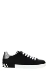 Dolce & Gabbana Portofino Sneakers In Nappa Calfskin With Cushioned Footbed In Black