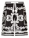 Dolce & Gabbana Dolce&gabbana Silk Bermuda With Navy Print In Blue