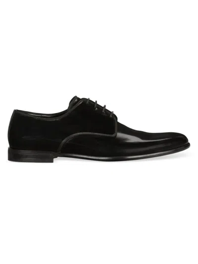 Dolce & Gabbana Calfskin Derby Shoes In Black