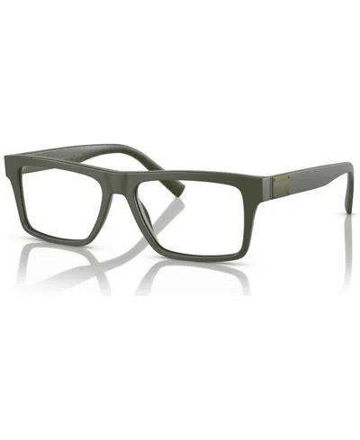 Dolce & Gabbana Men's Rectangle Eyeglasses, Dg3368 52 In Matte Dark Green