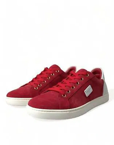Pre-owned Dolce & Gabbana Men's Red Suede Leather Low Top Casual Sneakers Sz6/6.5/8