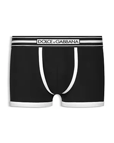Dolce & Gabbana Logo-print Strap Cotton-blend Boxers In Black