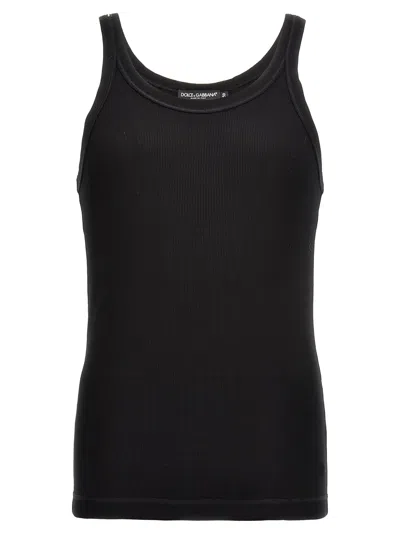 Dolce & Gabbana Men Ribbed Tank Top In Black
