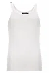 Dolce & Gabbana Classic Fit Cotton Blend Tank Top With Ribbed Texture In White
