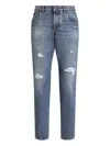 Dolce & Gabbana Distressed Finish Five-pocket Denim Jeans In Blue
