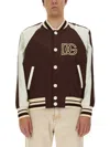 Dolce & Gabbana Technical Satin Jacket With Dg Patch In Multicolor