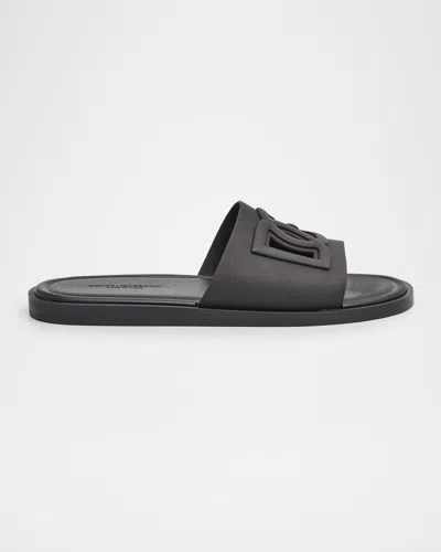 DOLCE & GABBANA MEN'S RUBBER BEACHWEAR POOL SLIDES
