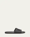 Dolce & Gabbana Black Sandals With Dg Logo Cut-out In Leather Man In Multi