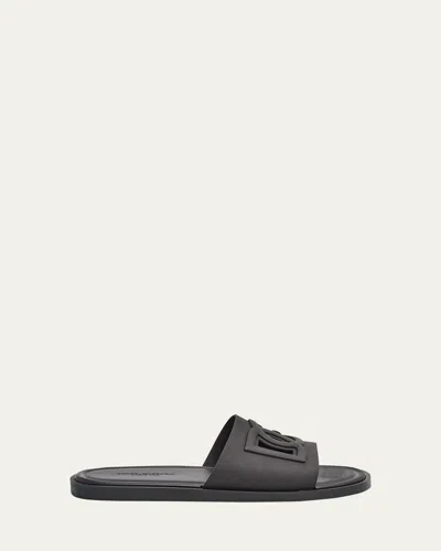 DOLCE & GABBANA MEN'S RUBBER BEACHWEAR POOL SLIDES