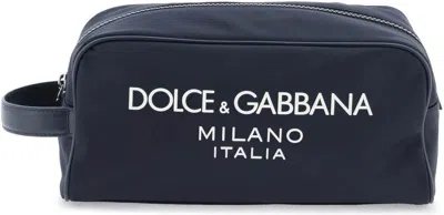 Dolce & Gabbana Men's Rubberized Logo Beauty Case In Blue