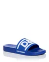 Dolce & Gabbana Rubber Beachwear Sliders With Dg Logo In Blue/white